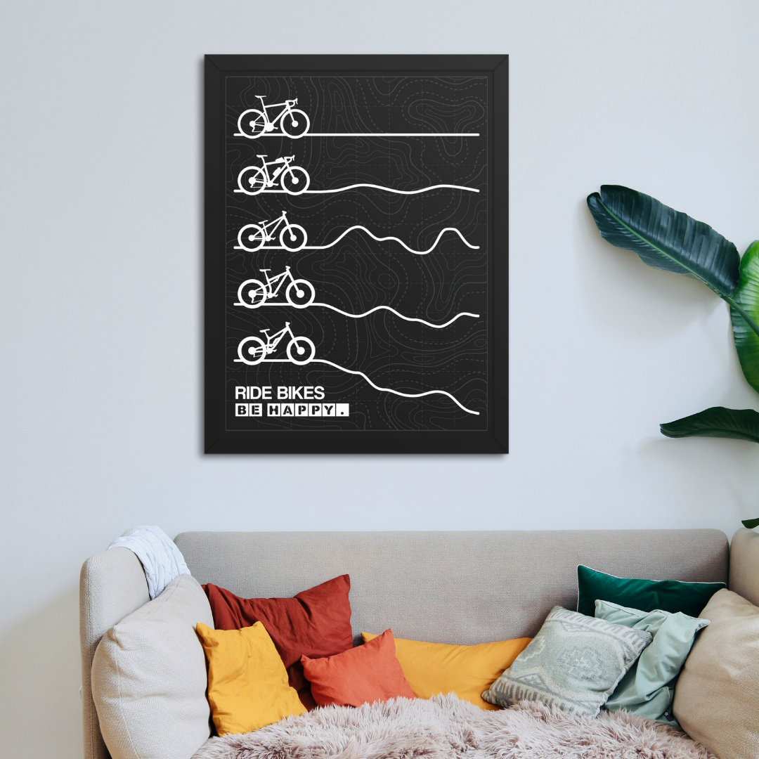 Ride Bikes Be Happy Poster