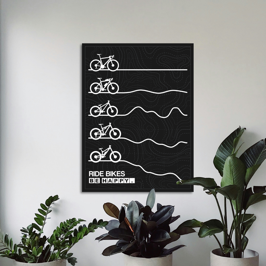 Ride Bikes Be Happy Poster