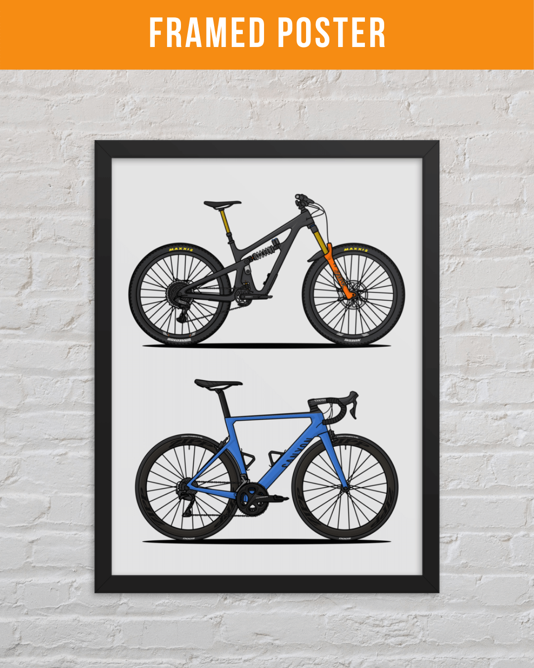 Personalized Bicycle Framed Poster Print 2 bikes by Stand Out Bikes 