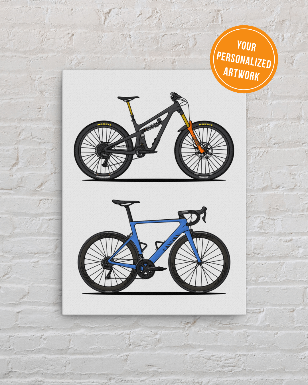 Personalized Bicycle Print 2 bikes by Stand Out Bikes