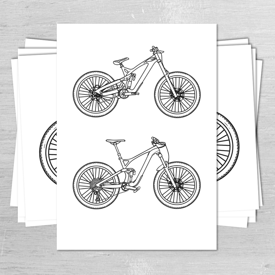 Mountain Bike Coloring Book | V1 | Printable | 25 Pages