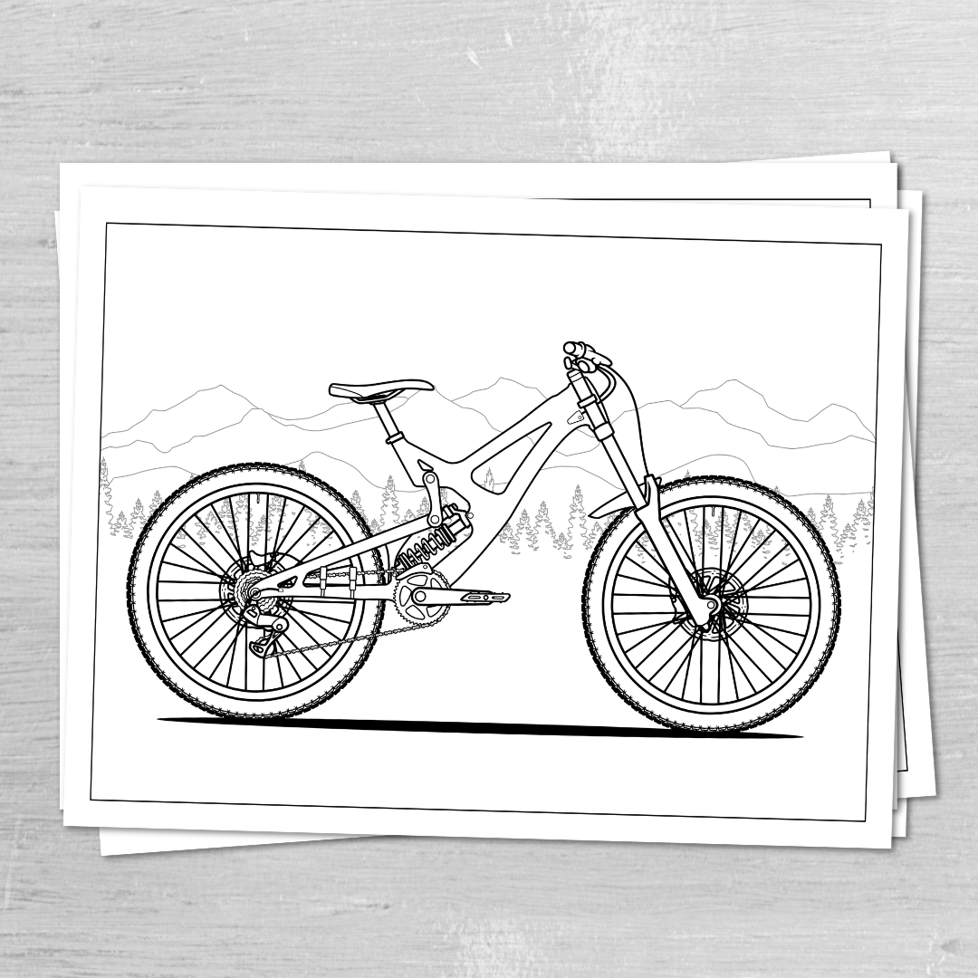 Mountain Bikes & Cars Coloring Book | V3 | Printable | 40 Pages