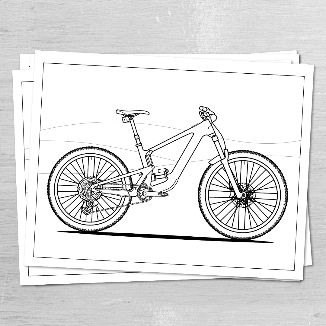 Mountain Bikes & Cars Coloring Book | V3 | Printable | 40 Pages