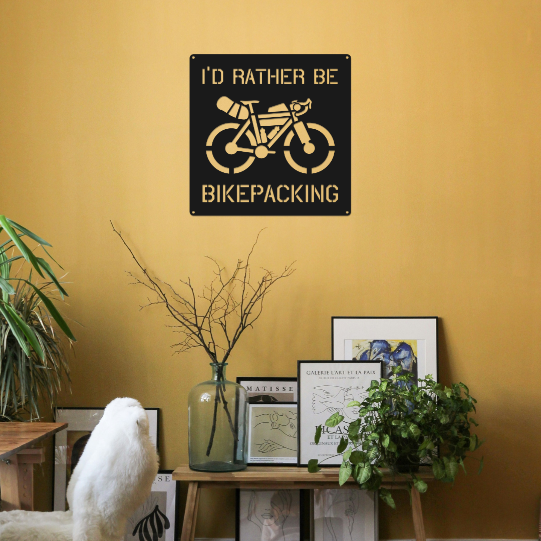 Custom Bikepacking Metal Sign: Adventure Cycling Wall Art