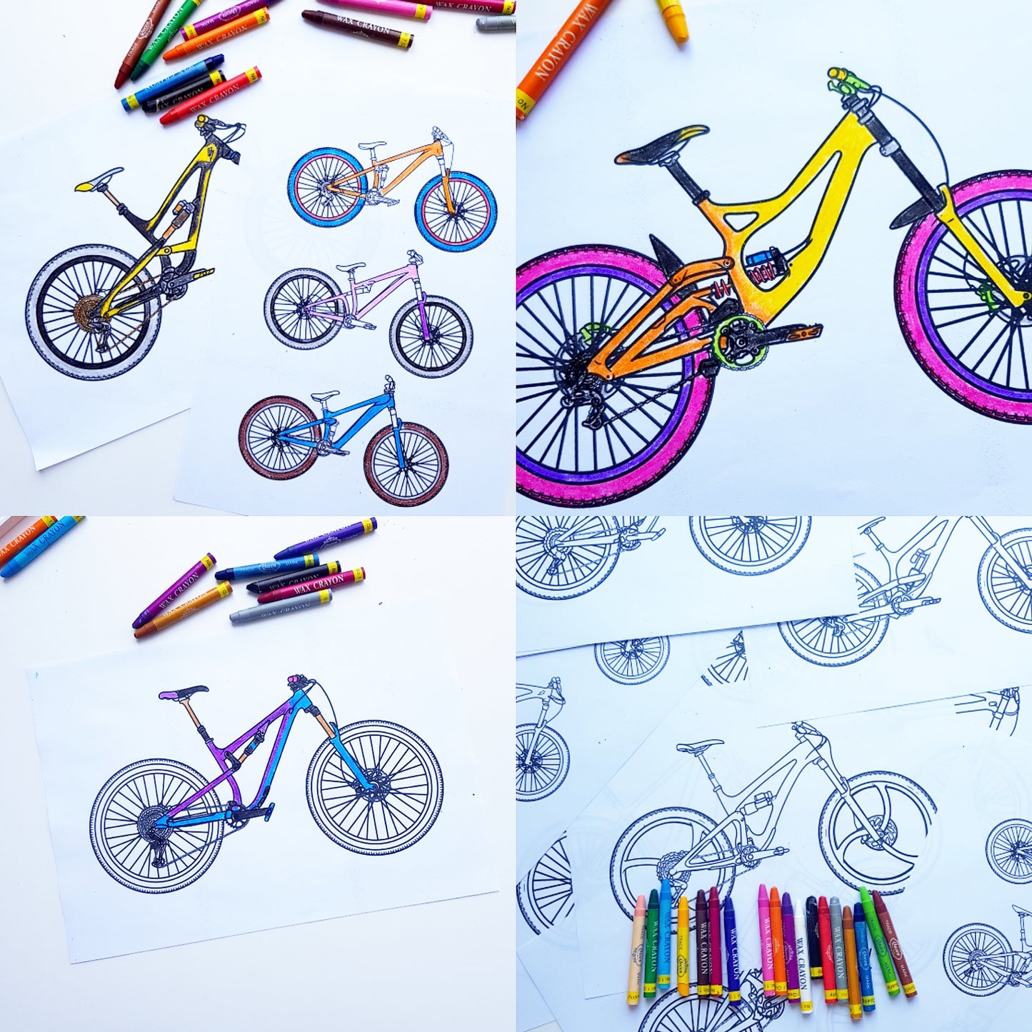 Mountain Bikes | 25-Page Coloring Book | Digital Download