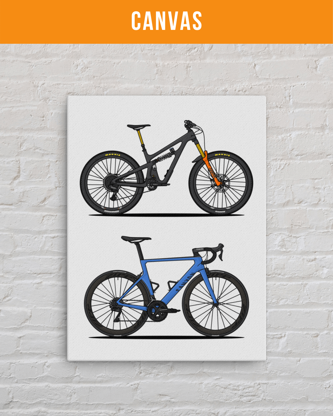 Personalized Bicycle Canvas Print 2 bikes by Stand Out Bikes 