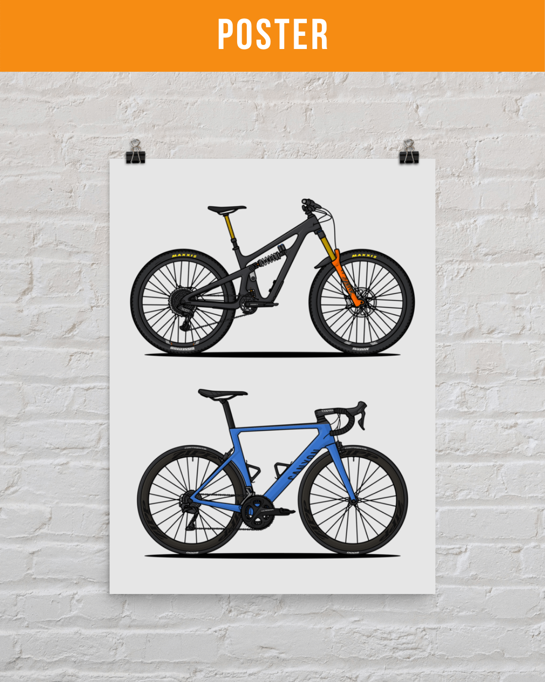 Personalized Bicycle Poster Print 2 bikes by Stand Out Bikes 