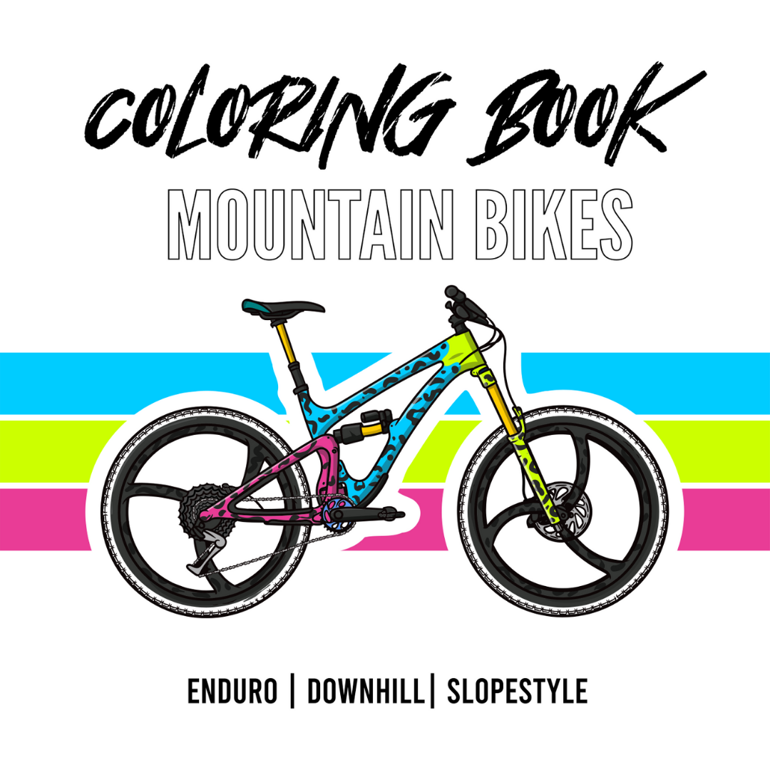 Mountain Bikes | 25-Page Coloring Book | Digital Download